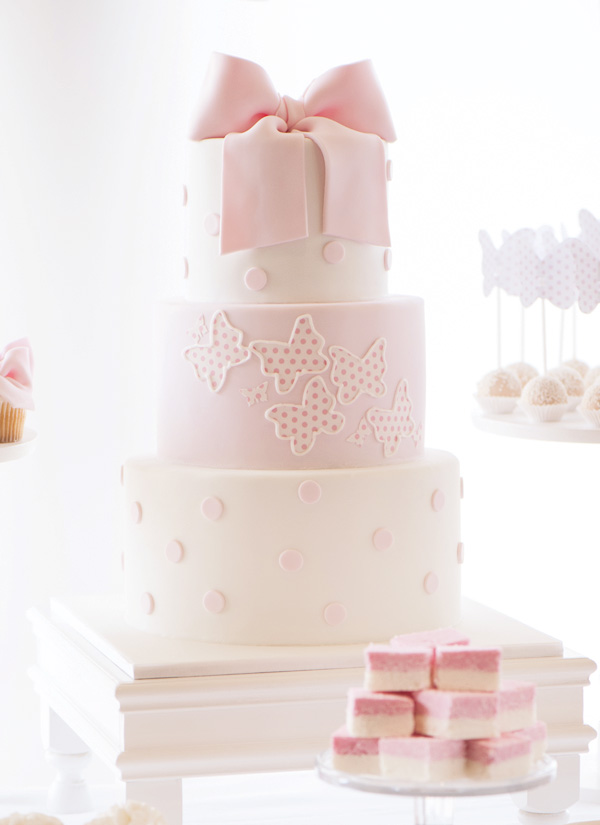 Pink and White Polka Dots Birthday Cake