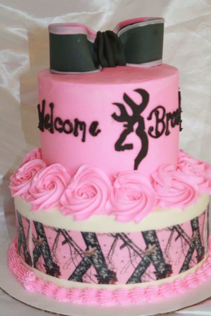 Pink Camo Baby Shower Cakes for Girls