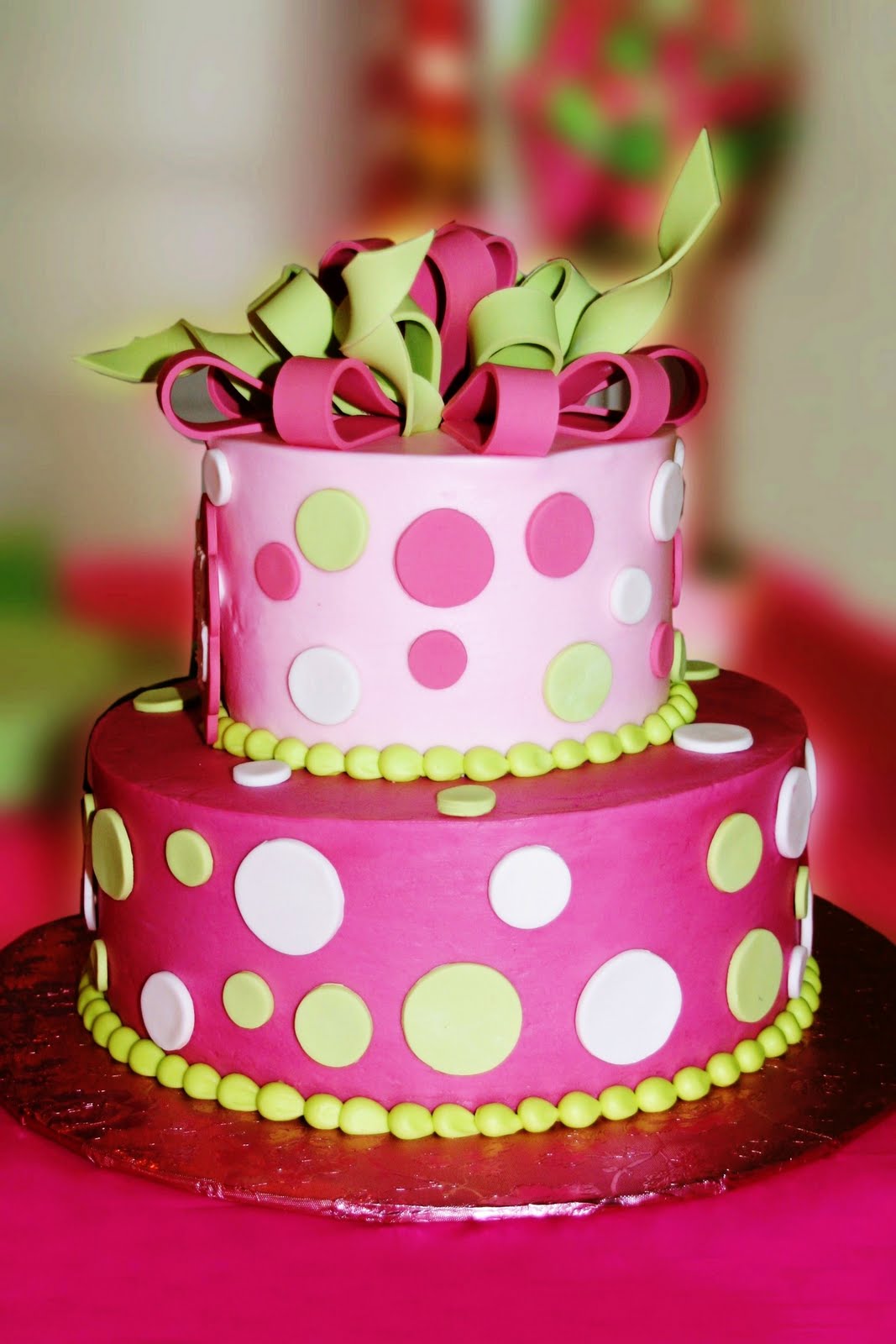 10 Photos of Pink White Polka Dot Birthday Cakes