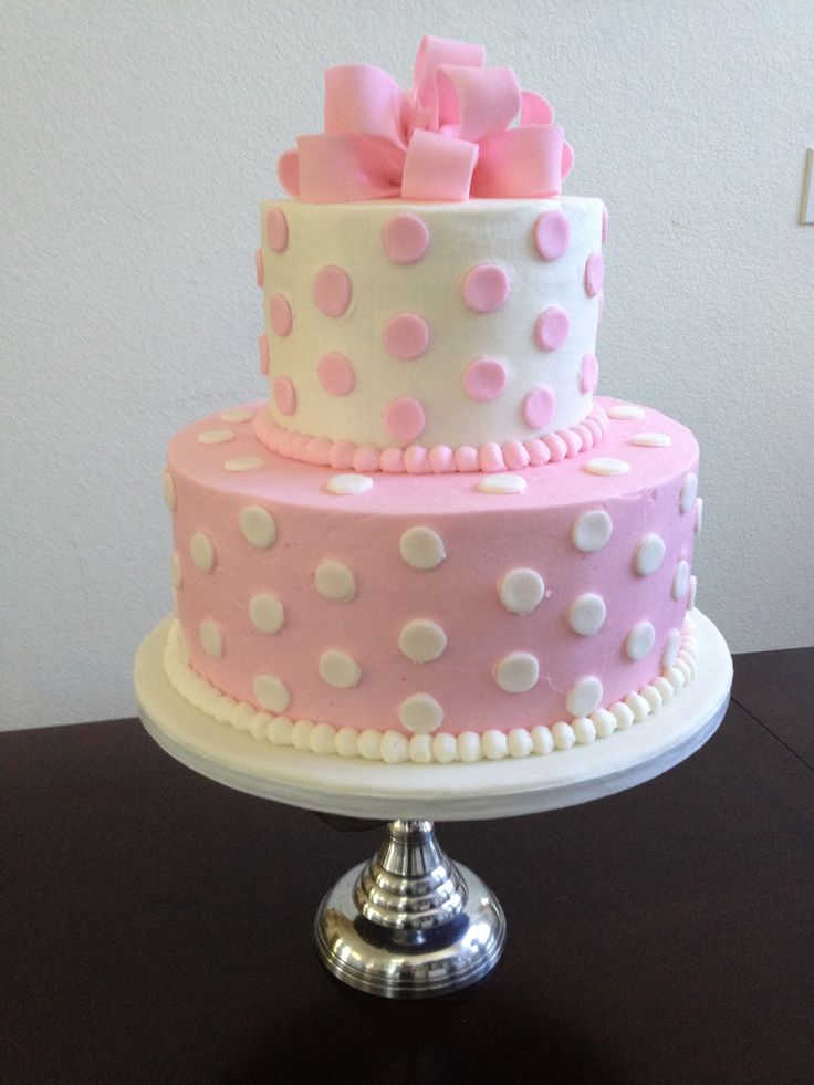 Pink Polka Dot Buttercream Cake