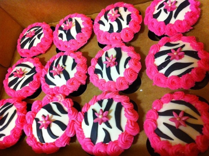 11 Photos of Zebra Print Birthday Cupcakes Ideas