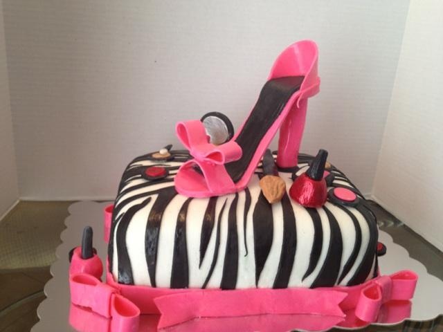 Pink Zebra High Heels Birthday Cake