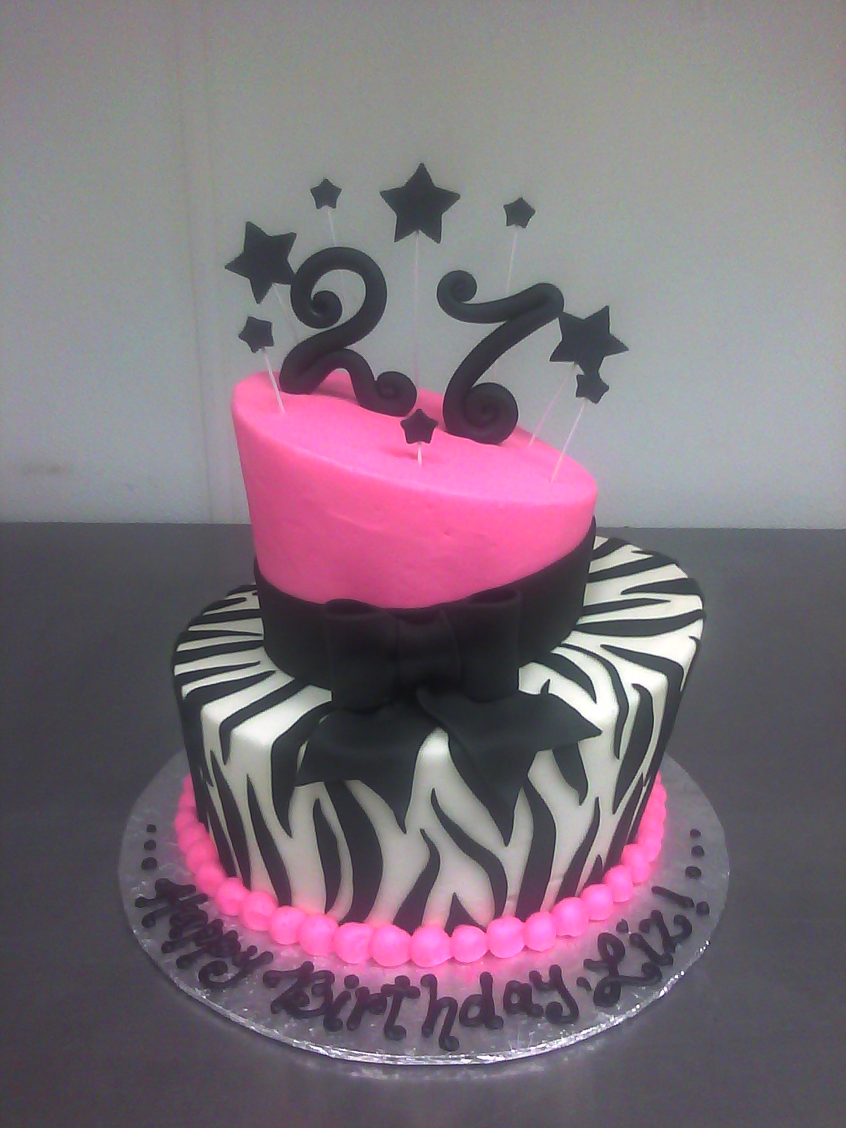 Pink Zebra Print Birthday Cake