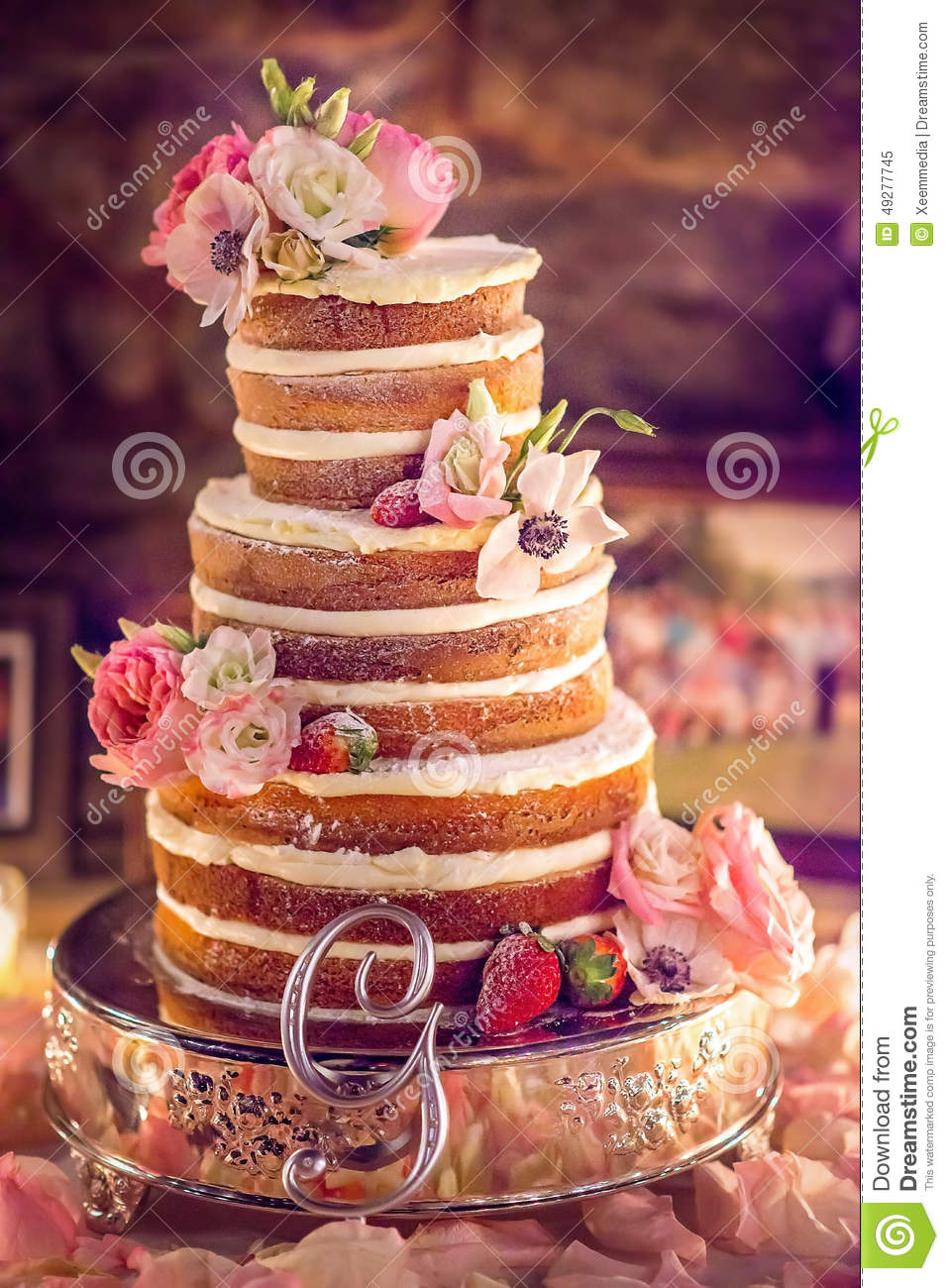 Tall Wedding Cakes with Pink Roses