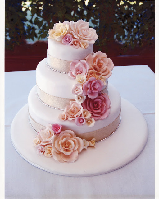 Wedding Cake with Rose Decoration