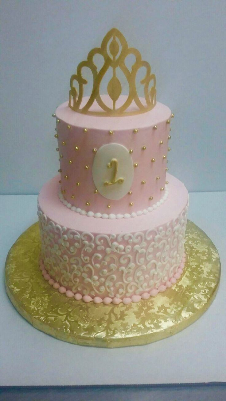 White Gold and Pink Birthday Cake