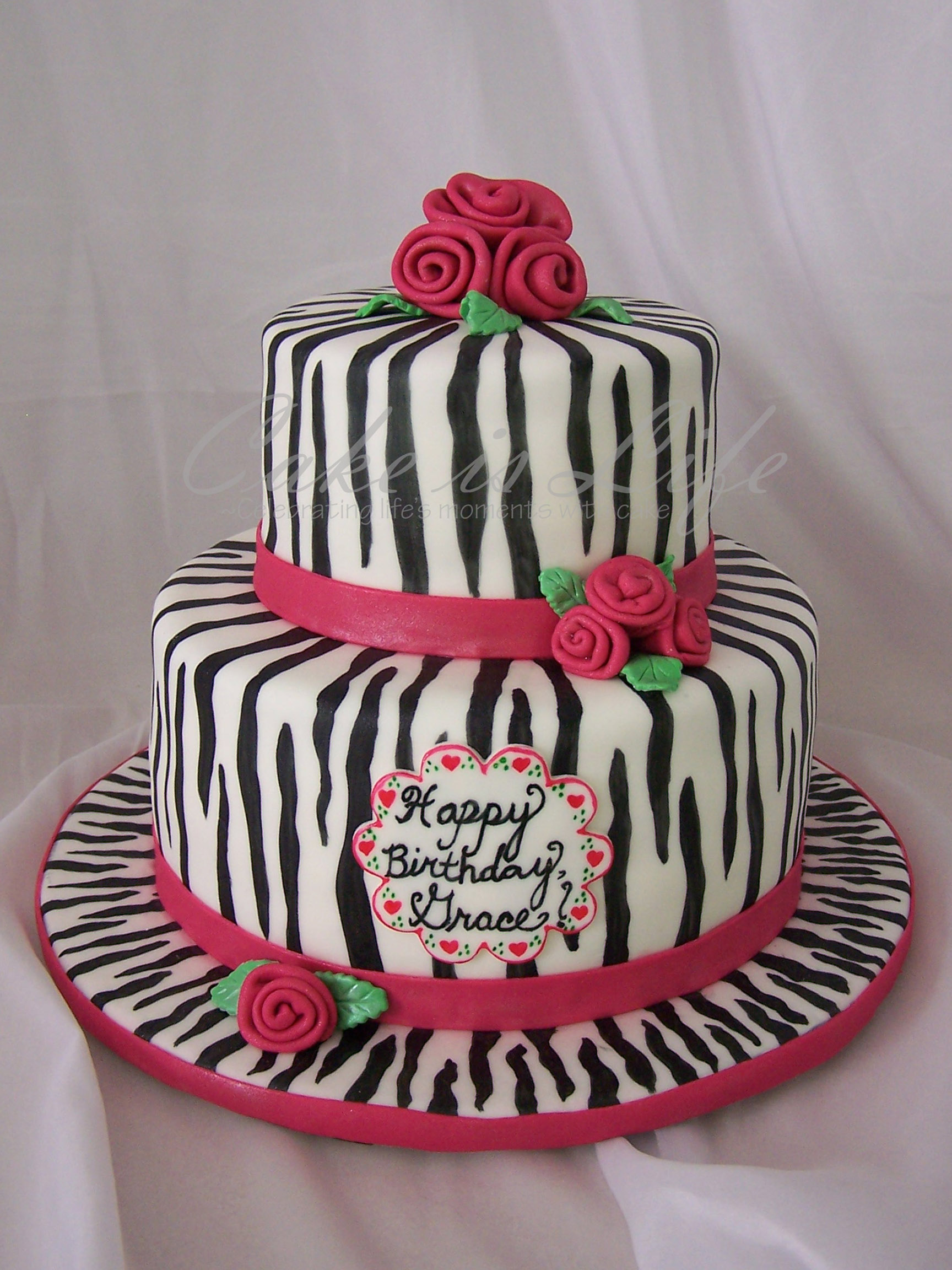 Zebra Girly Birthday Cake