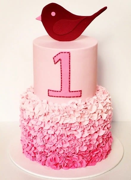 1st Birthday Pink Ruffle Cake