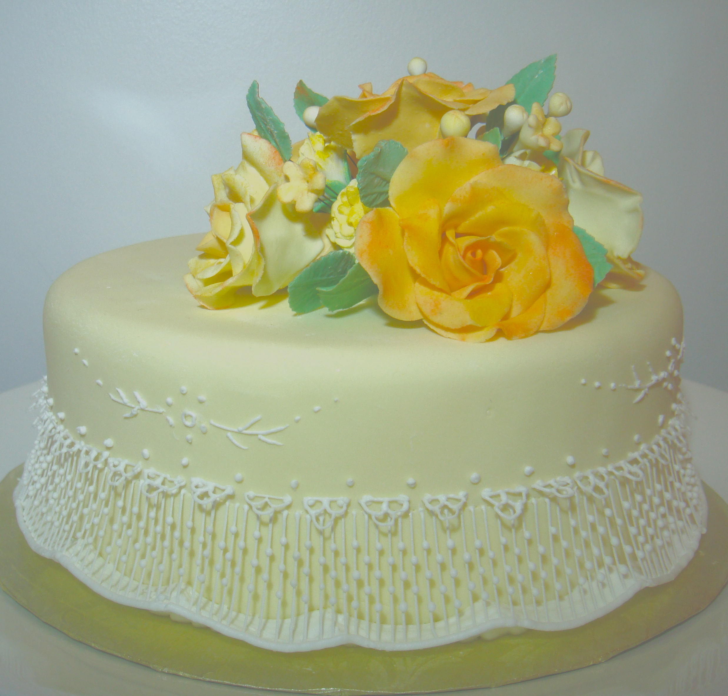 Birthday Cake with Yellow Flowers