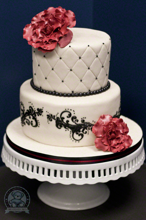 Black and White Fondant Birthday Cake