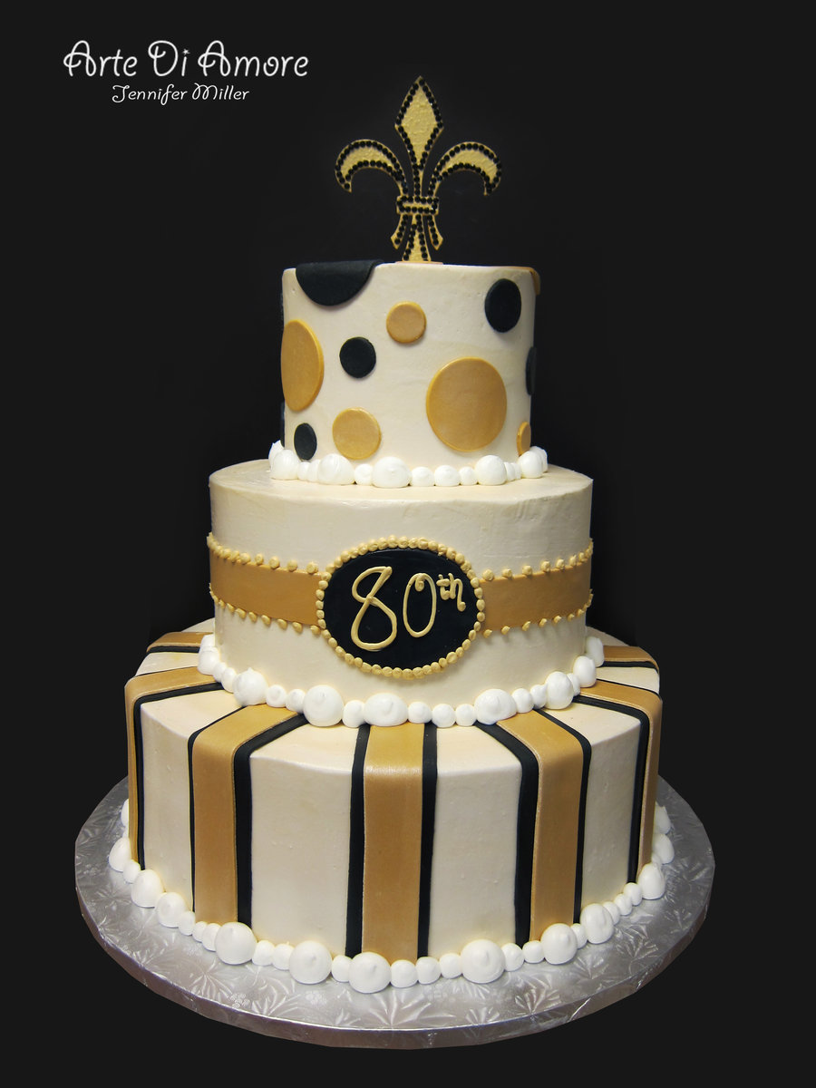 Black White and Gold Birthday Cake