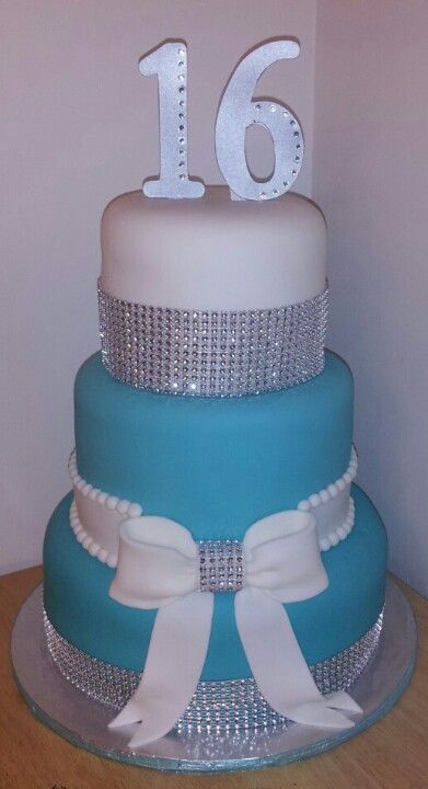 Blue and Silver Sweet 16 Cakes