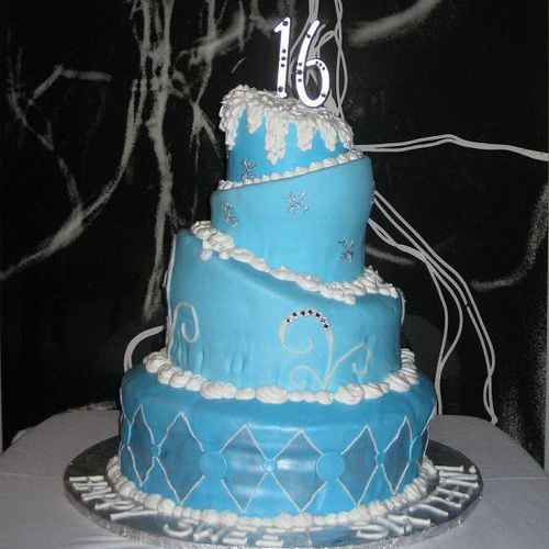 Blue Sweet 16 Birthday Cakes