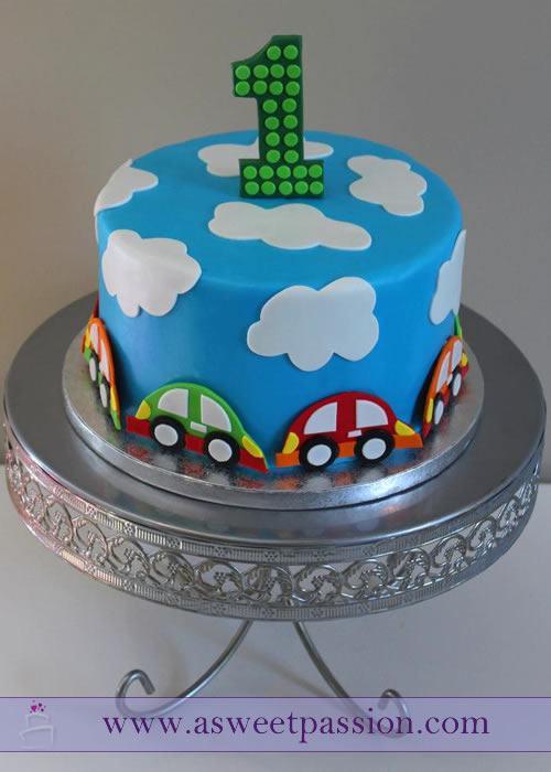 Boys 1st Birthday Car Cake