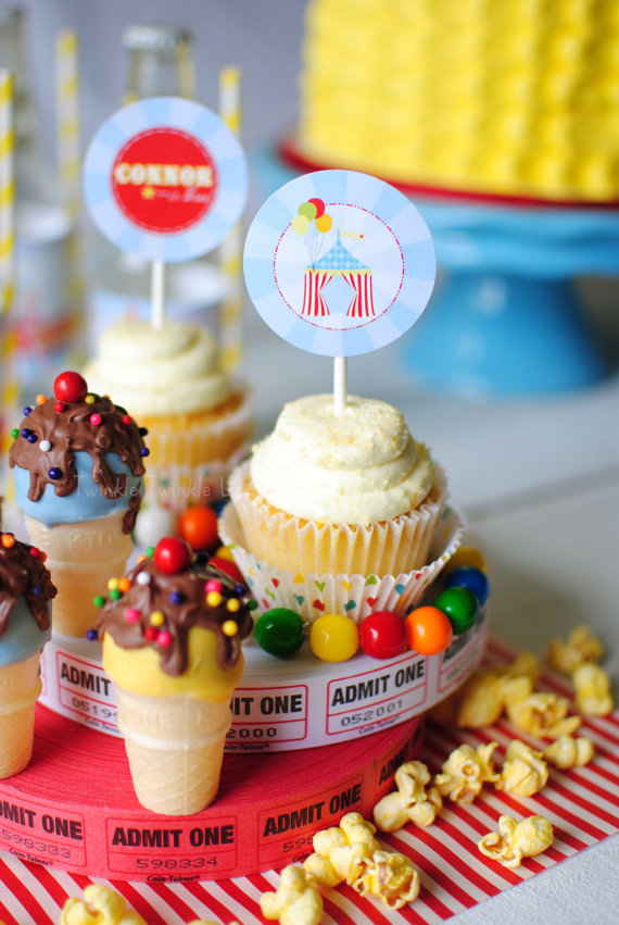 Carnival Themed Birthday Party Cupcakes