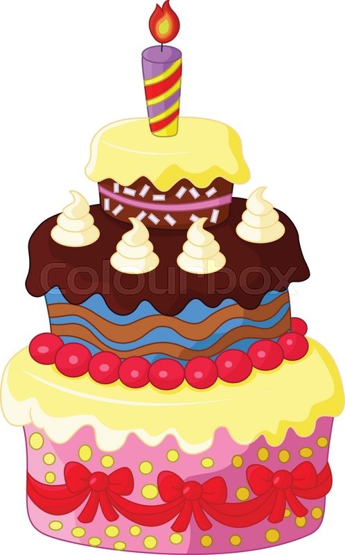 Cartoon Birthday Cake Vector