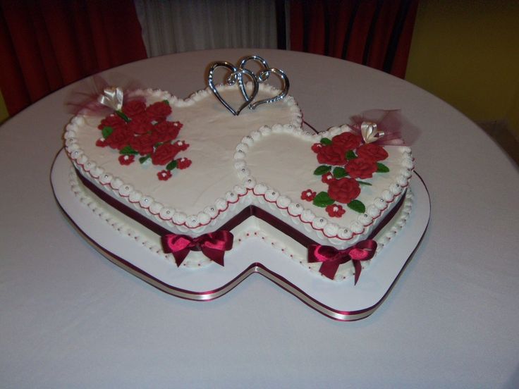 Double Heart Shaped Wedding Cakes