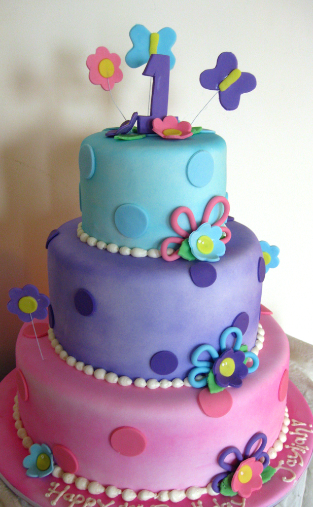 Flowers and Butterflies Birthday Cake