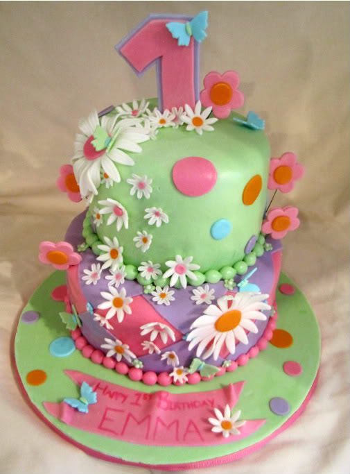 Flowers and Butterflies Birthday Cake