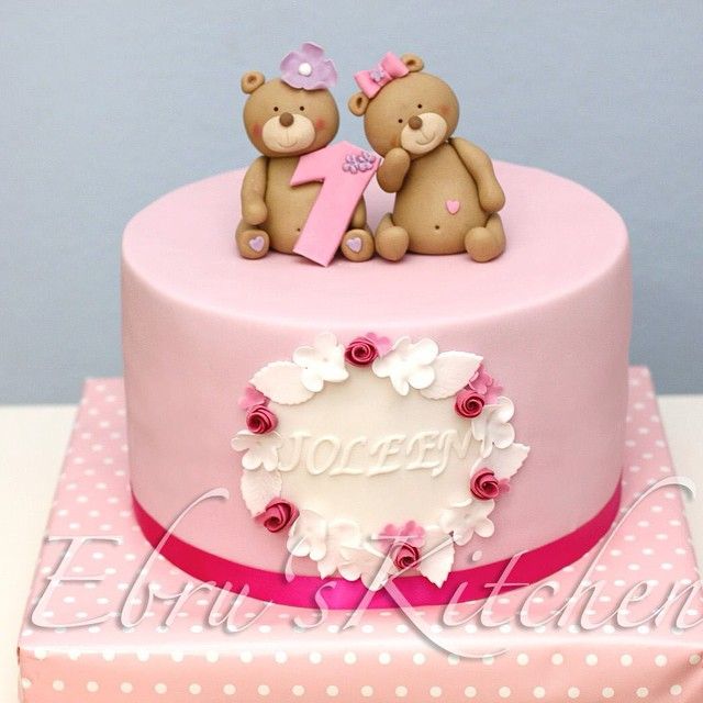 Girl Teddy Bear Birthday Cake