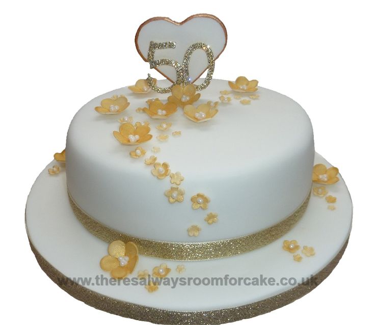 Golden Wedding Anniversary Cake