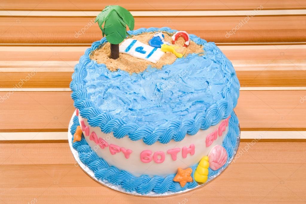 Happy Birthday Beach Themed Cake