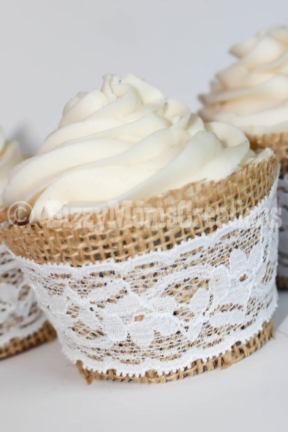 12 Rustic Wedding Cupcakes Liners Photo Lace Cupcake Wrappers