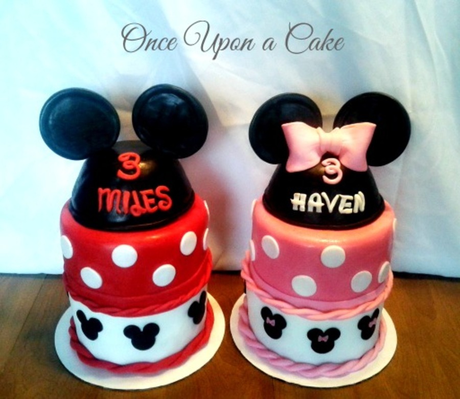 Mickey Mouse and Minnie Twin Birthday Cakes