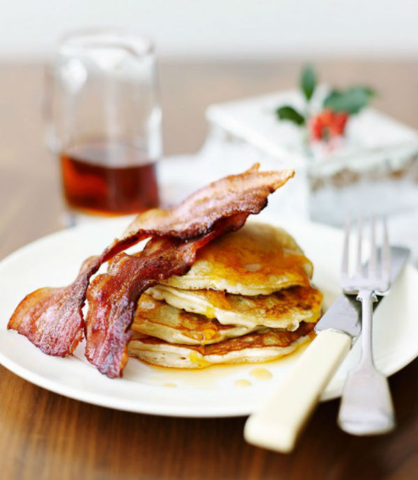 Pancakes and Bacon with Maple Syrup