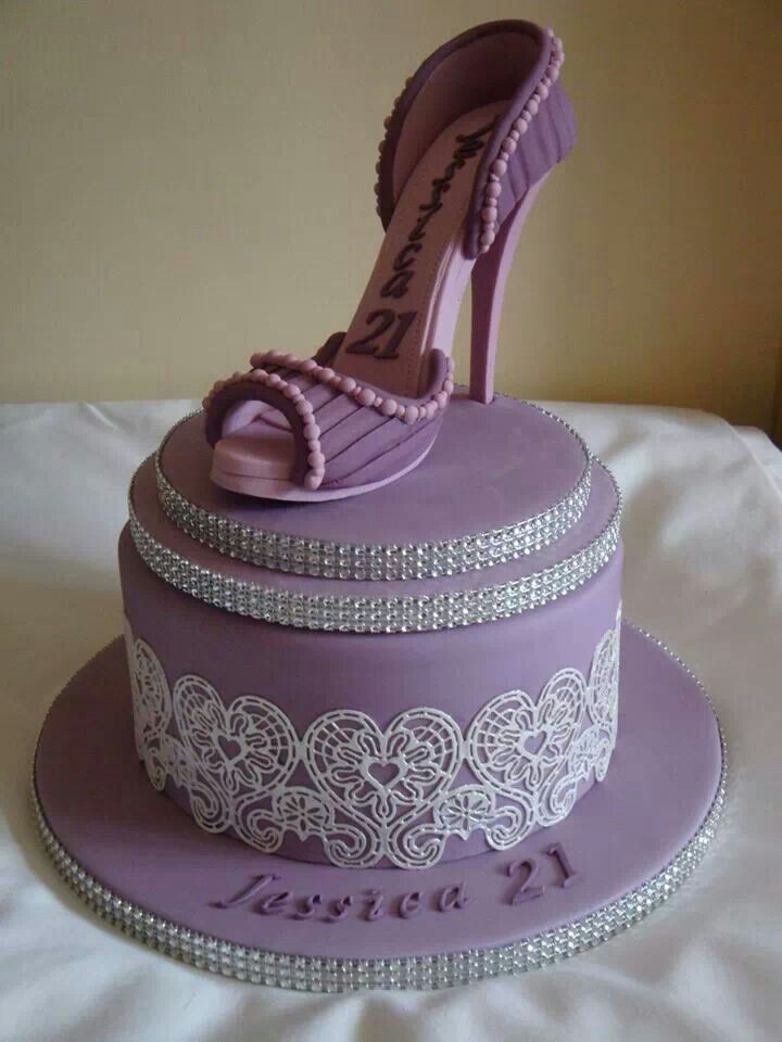 Pic of Purple High Heel Shoe Birthday Cake