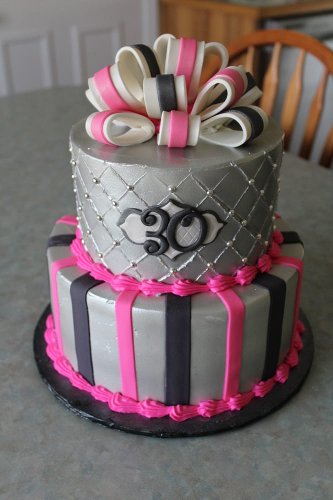 Pink and Black 30th Birthday Cakes