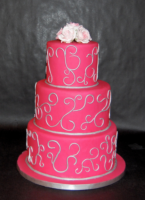 Pink and Silver Birthday Cake