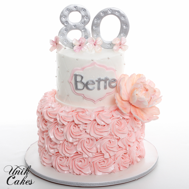 Pink and Silver Birthday Cake