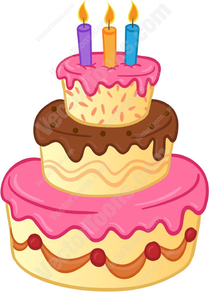 Pink Birthday Cake Cartoon