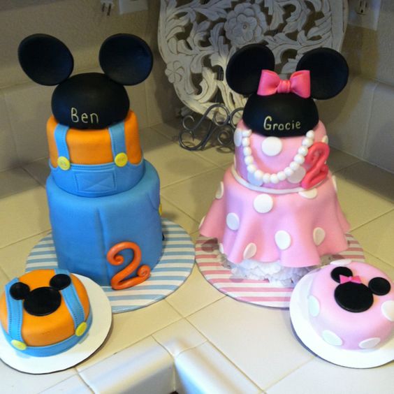 9 Photos of Mickey And Minnie Cakes For Twins