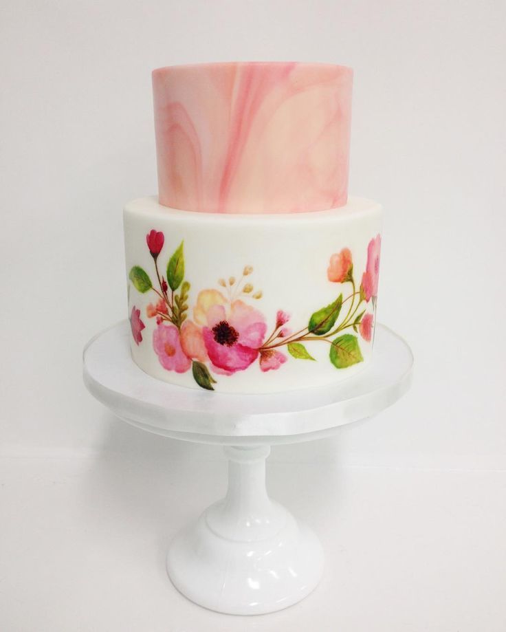 Watercolor Floral Wedding Cake