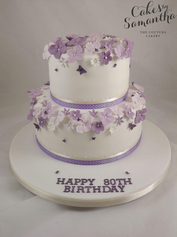 2 Tier Purple Birthday Cake