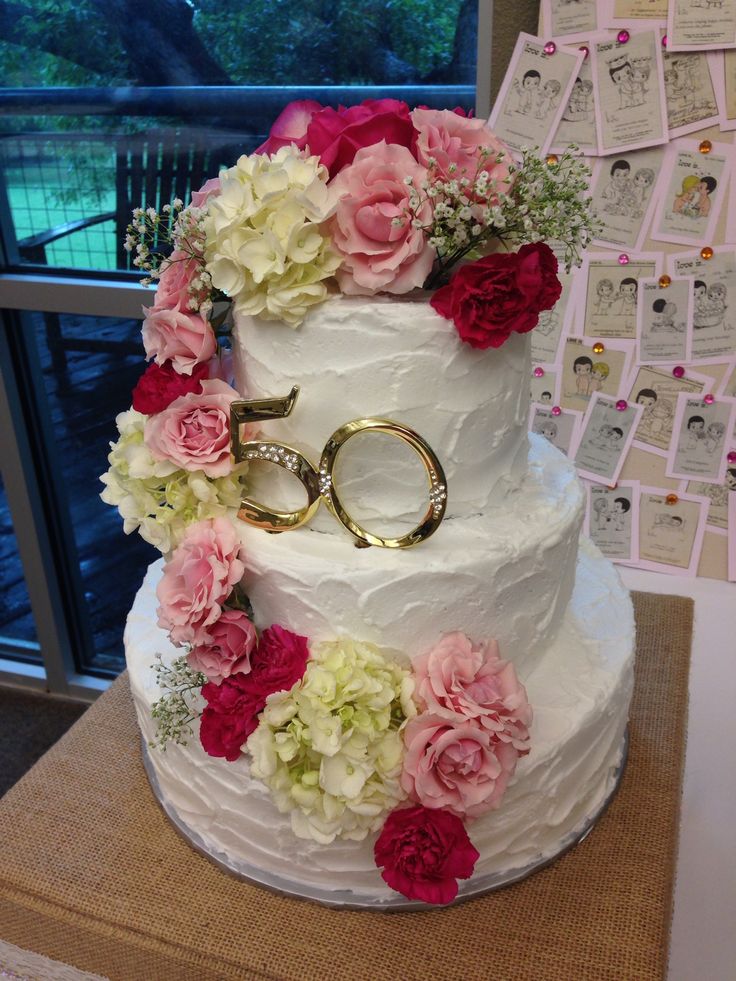 50th Anniversary Cake Fresh Flowers