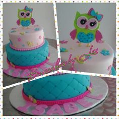 Baby Girl Owl 1st Birthday Cake