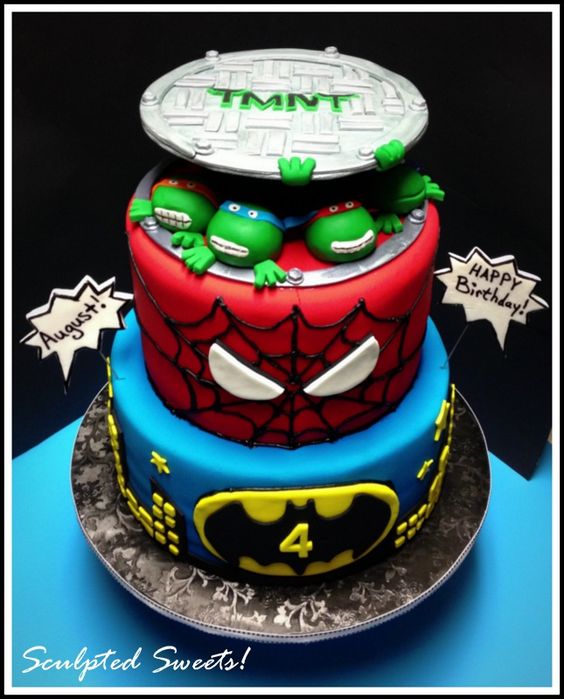 Batman and Ninja Turtles Cake