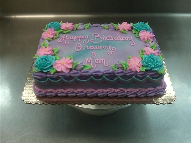 Birthday Sheet Cakes with Purple Flowers