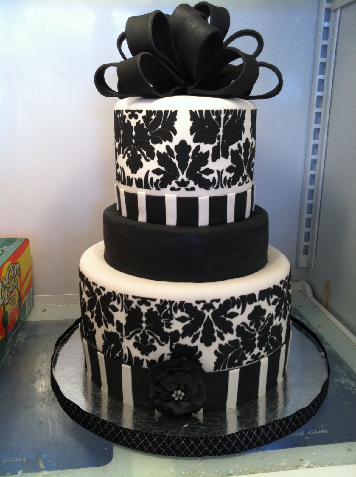 Black and White Birthday Cake