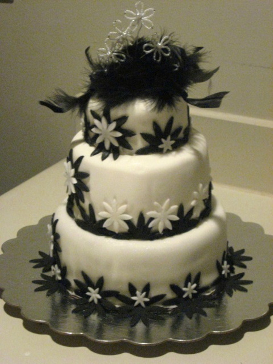 Black and White Fondant Birthday Cake