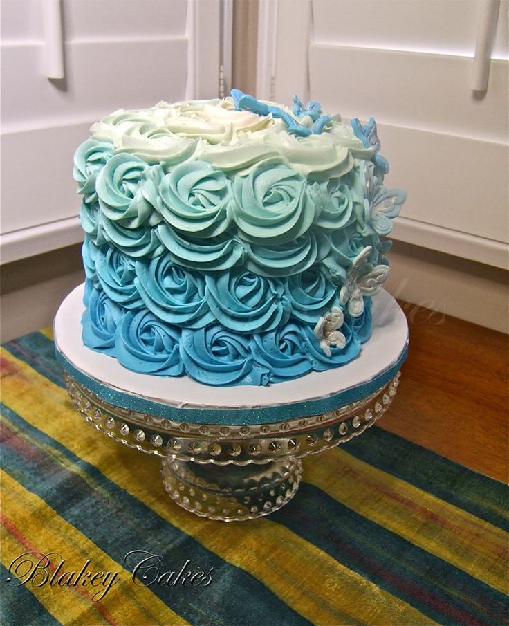 Blue Ombre Birthday Cake