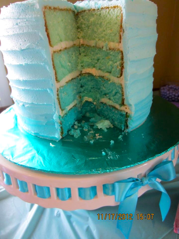 Blue Ombre Cake and Cupcakes