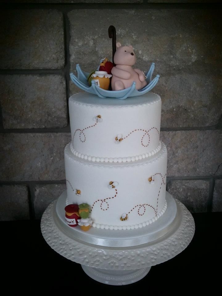 Classic Winnie the Pooh Baby Shower Cake