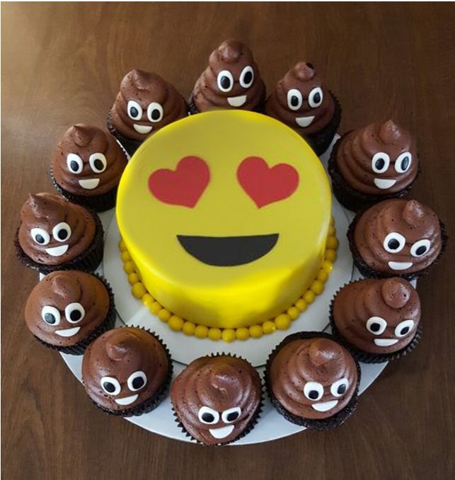 Emoji Poop Birthday Cake Cupcakes