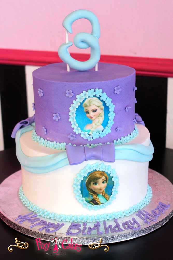 Frozen Blue and Purple Birthday Cakes