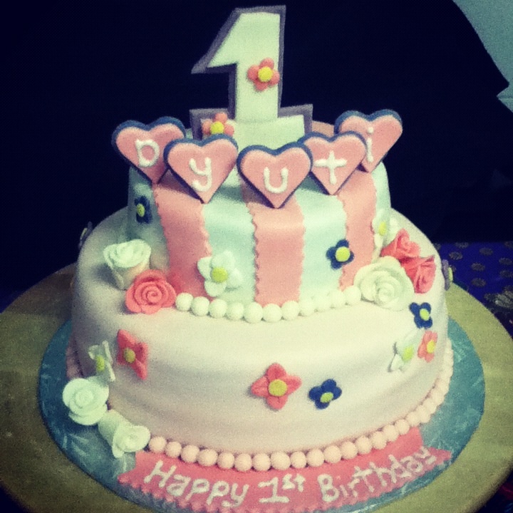 Girly 1st Birthday Cake