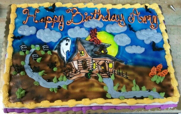 Halloween-themed Birthday Sheet Cake